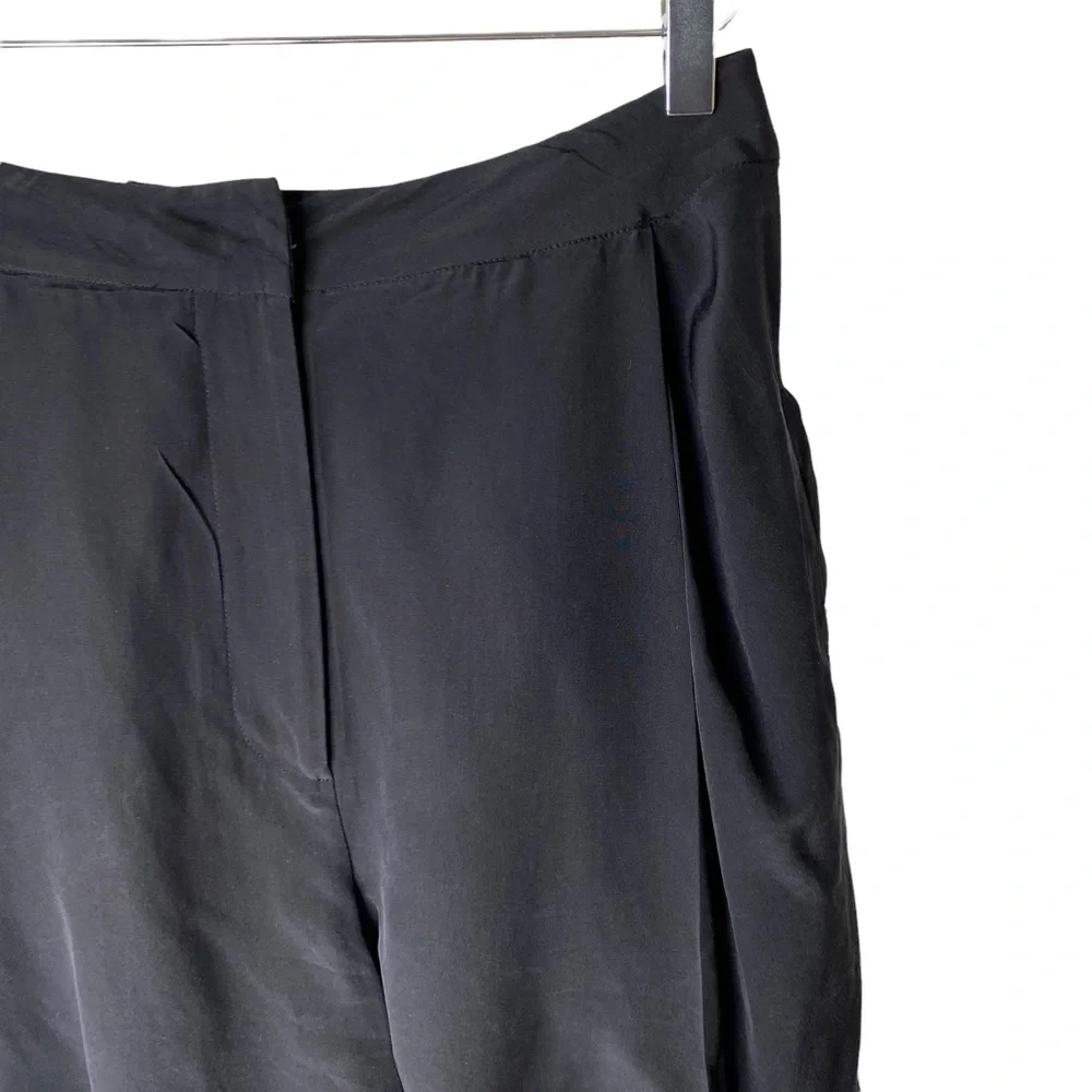 Alexander Wang Silk Black High Waisted Pleated Dress Shorts Size 8 - Picture 4 of 7
